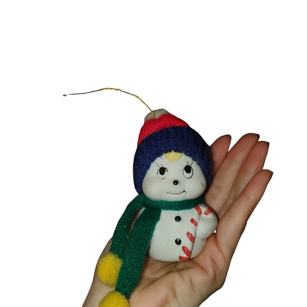 Vintage snowman bell ornament